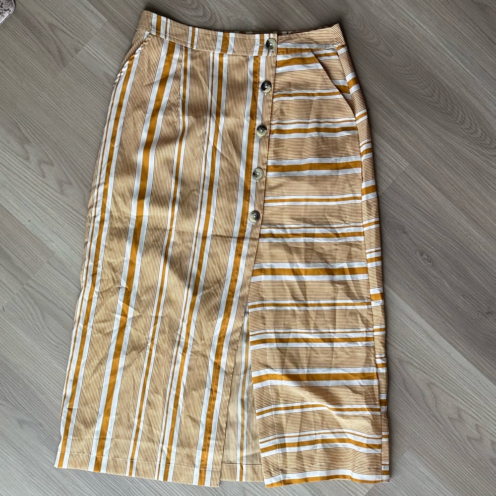 Striped Yellow Button-Down Skirt